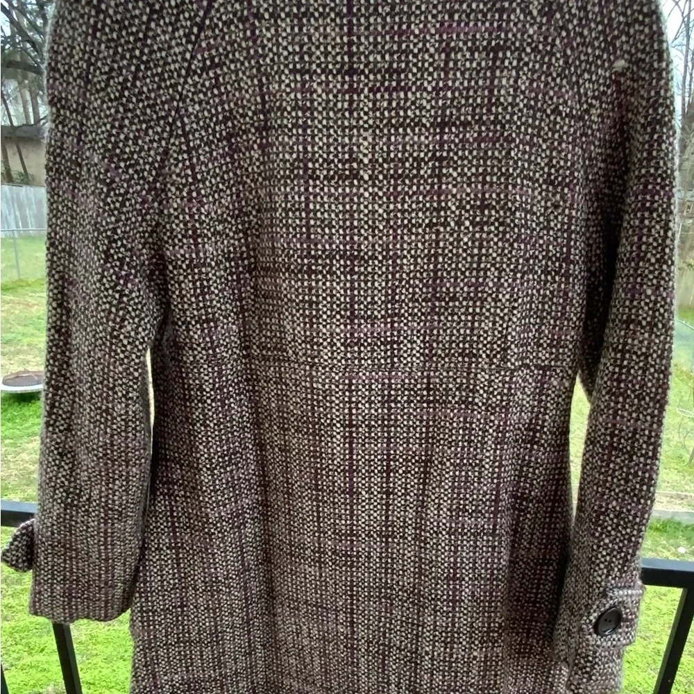 Tribal Women's Tweed Pea Coat - Black, White, and Purple petite small - Picture 4 of 5